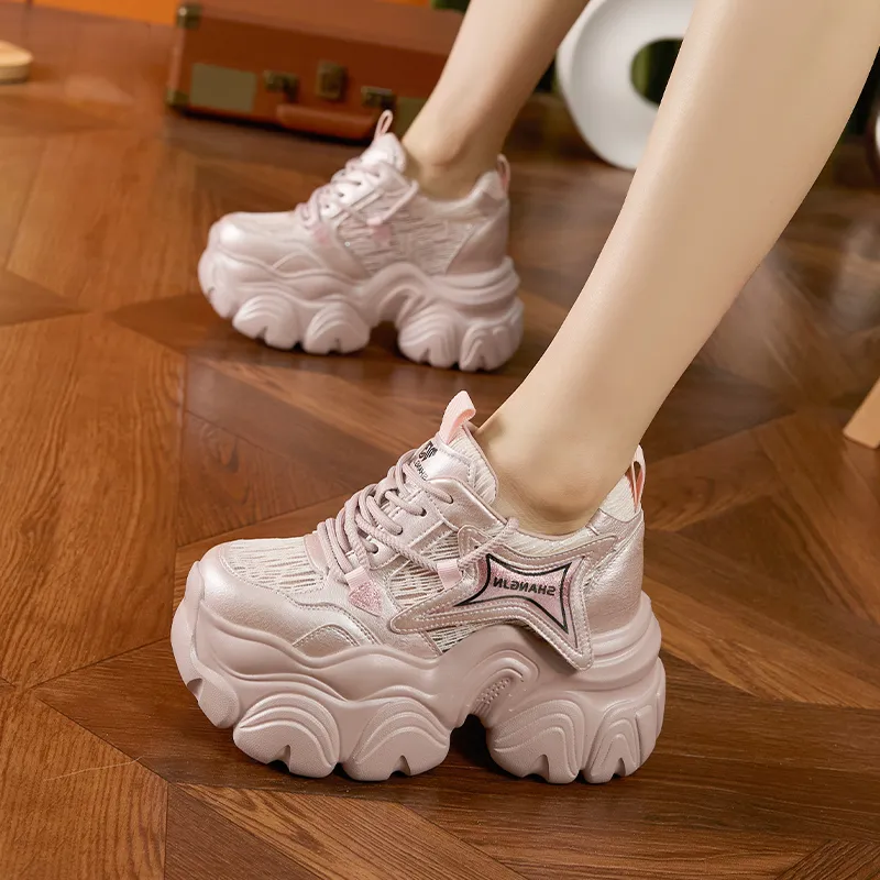 Milan Love Song Breathable Lightweight Height Increasing Low Top Chunky Sneakers Women's-12