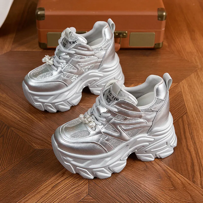 Milan Love Song Wear Resistant Lightweight Height Increasing Low Top Chunky Sneakers Women's-16