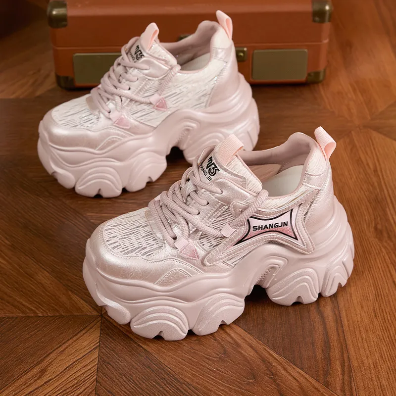 Milan Love Song Breathable Lightweight Height Increasing Low Top Chunky Sneakers Women's-8