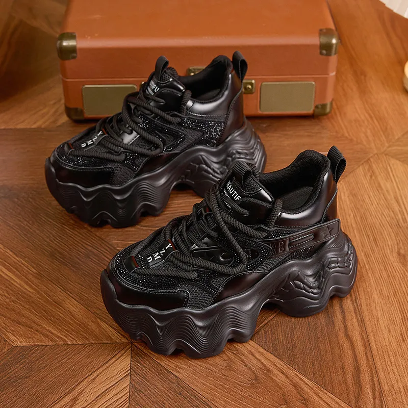 Milan Love Song Cushioned Wear Resistant Height Increasing Low Top Chunky Sneakers Women's-7