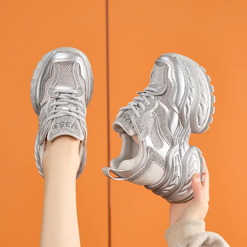 Milan Love Song Breathable Lightweight Height Increasing Low Top Chunky Sneakers Women's-6