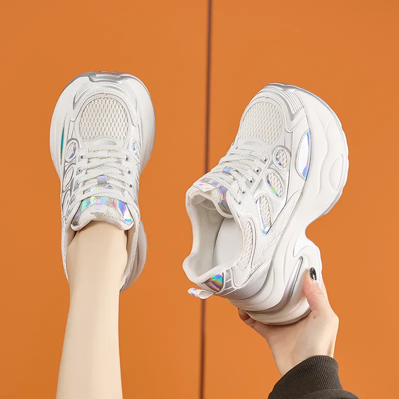 Milan Love Song Cushioned Wear Resistant Height Increasing Low Top Chunky Sneakers Women's-3