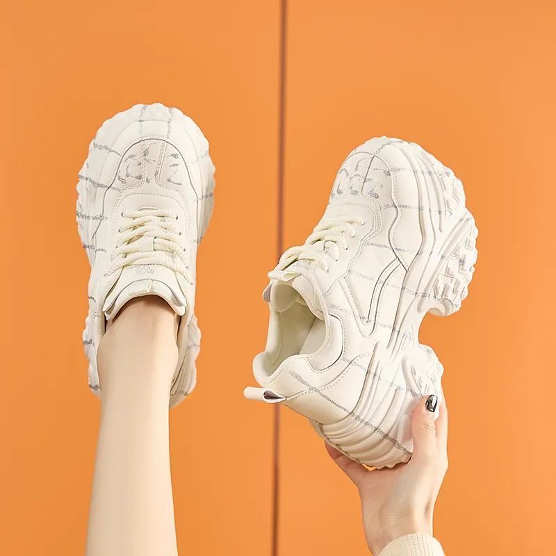 Milan Love Song Wear Resistant Lightweight Height Increasing Low Top Chunky Sneakers Women's-9