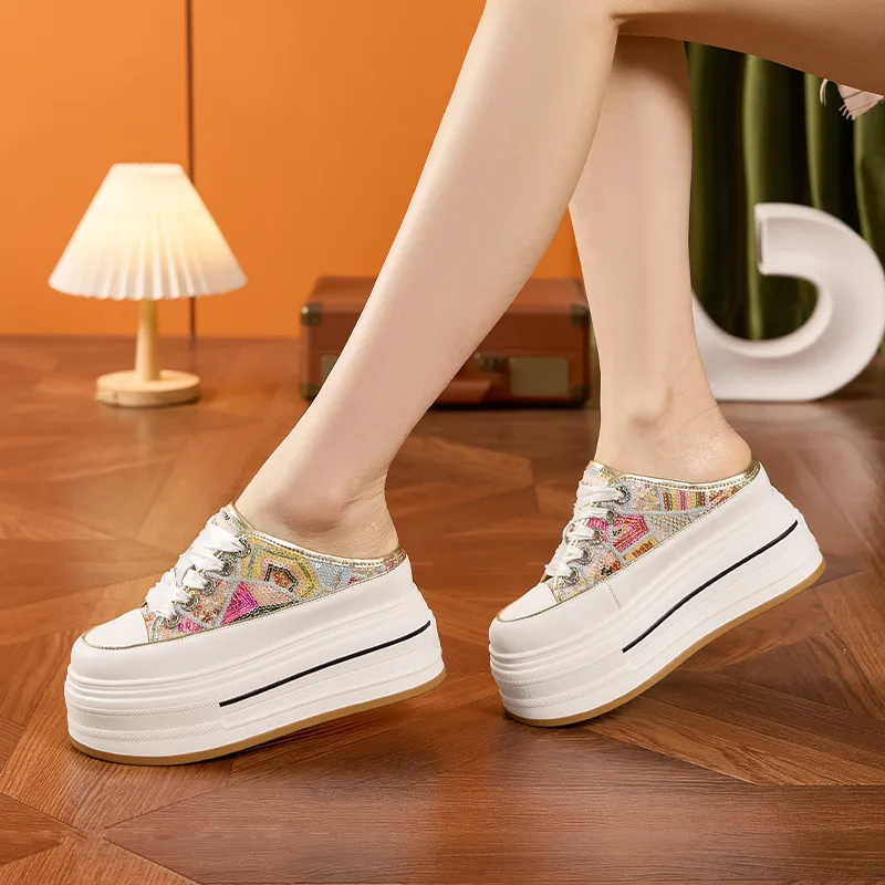 Milan Love Song Embroidery Abrasion Resistant Slip Resistant Closed Toe Slippers Women's-10