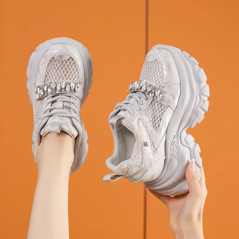 Milan Love Song Cushioning, Slip Resistant, Abrasion Resistant, Lightweight, Breathable Low Top Chunky Sneakers Women's-1