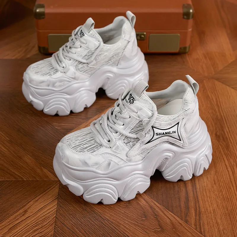 Milan Love Song Breathable Lightweight Height Increasing Low Top Chunky Sneakers Women's-15
