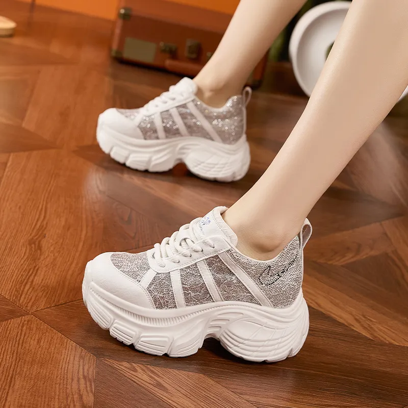 Milan Love Song Moisture Wicking Lightweight Low Top 8cm Chunky Sneakers Women's-1