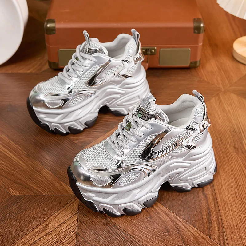 Milan Love Song Cushioned Wear Resistant Height Increasing Low Top Chunky Sneakers Women's-11