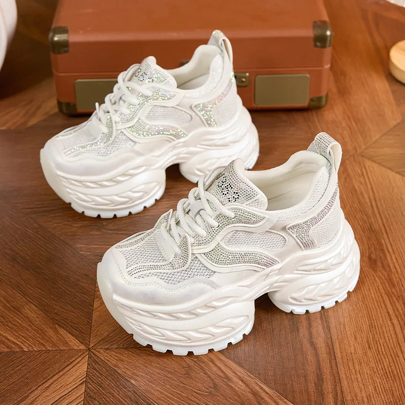 Milan Love Song Breathable Lightweight Height Increasing Low Top Chunky Sneakers Women's-12