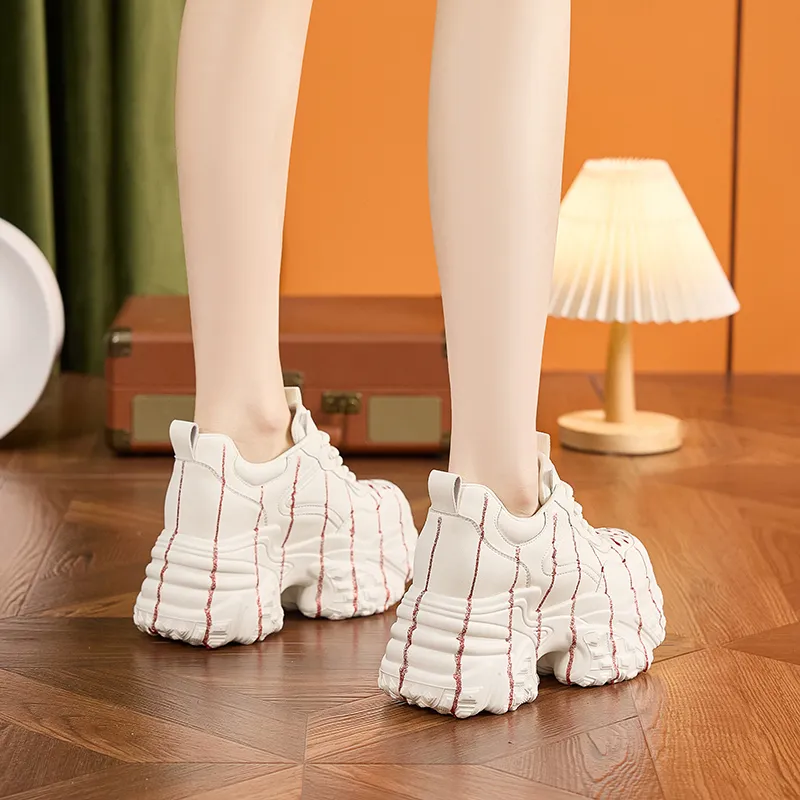 Milan Love Song Wear Resistant Lightweight Height Increasing Low Top Chunky Sneakers Women's-5
