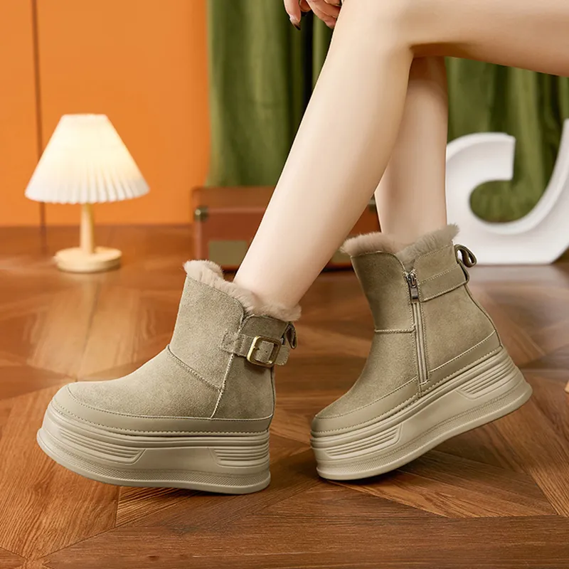 Milan Love Song Warm Height Increasing Short Snow Boots Women's-2