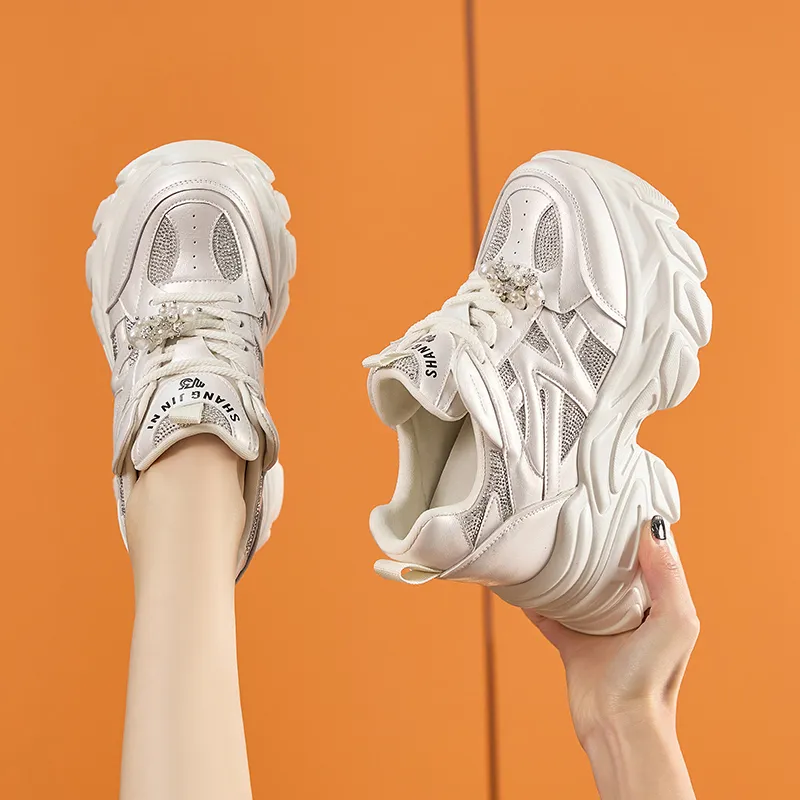 Milan Love Song Wear Resistant Lightweight Height Increasing Low Top Chunky Sneakers Women's-5