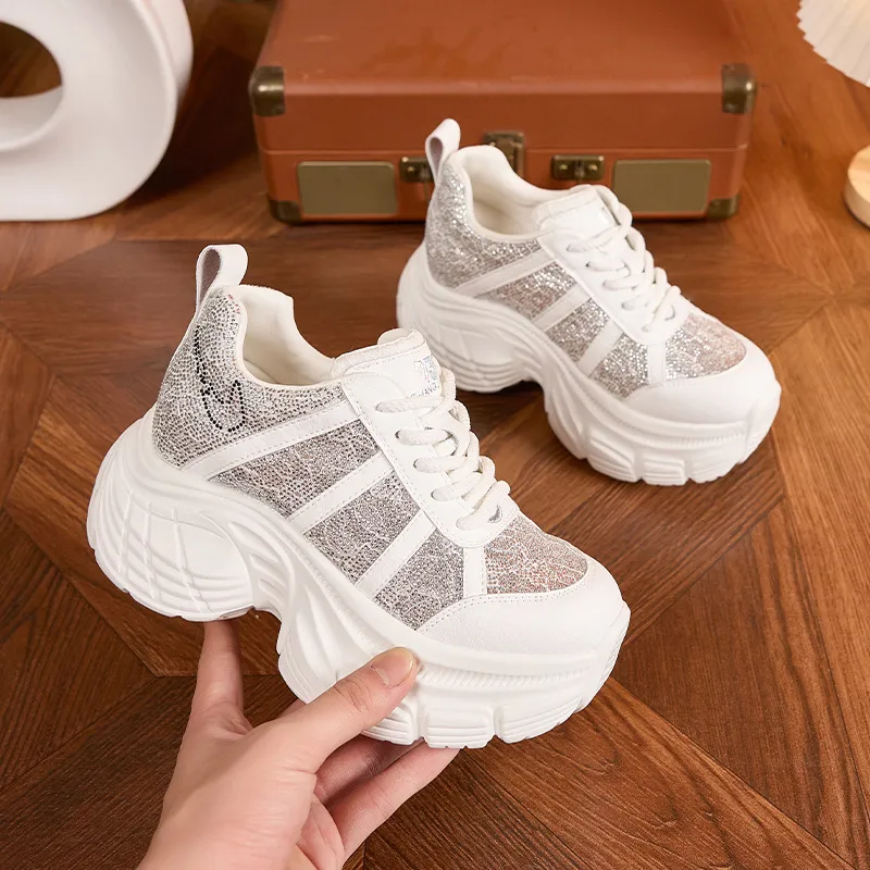 Milan Love Song Moisture Wicking Lightweight Low Top 8cm Chunky Sneakers Women's-5
