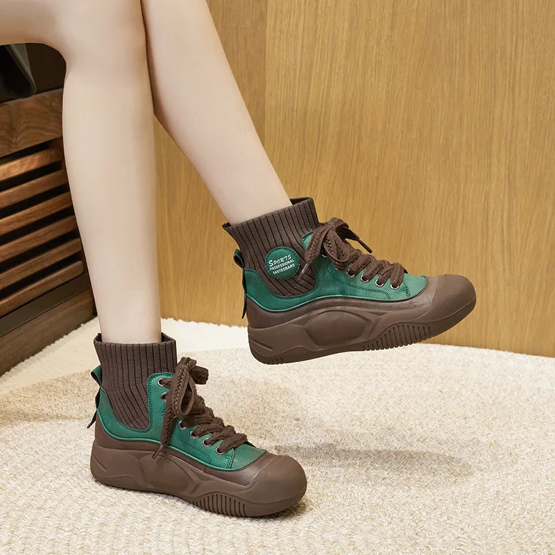 Milan Love Song Wear-Resistant Lightweight Height Increasing High-Top Casual Shoes Women's-24