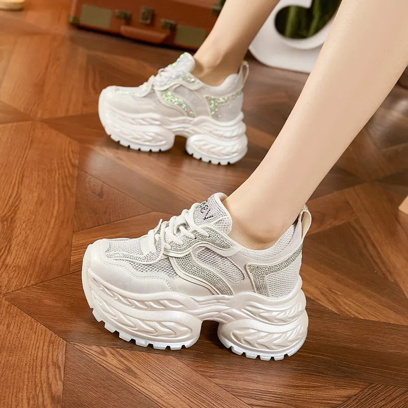 Milan Love Song Breathable Lightweight Height Increasing Low Top Chunky Sneakers Women's-11