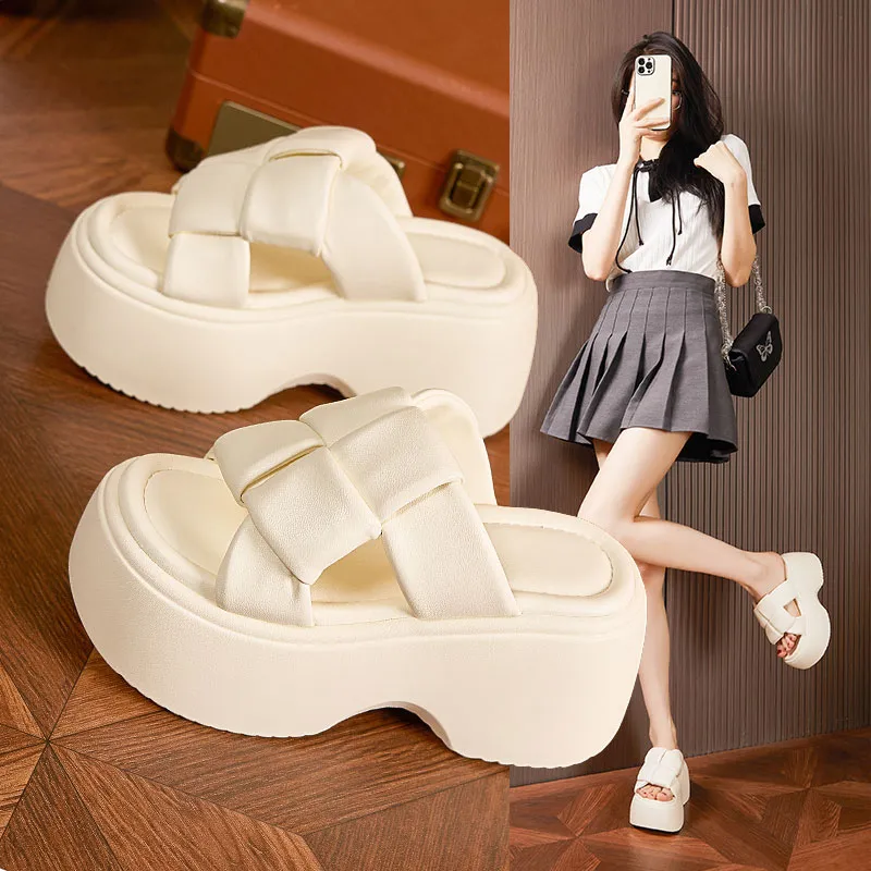 Milan Love Song Cut-Out Quick-Drying Slip-Resistant Abrasion-Resistant Odor-Resistant Slide Slippers Women's Black-1