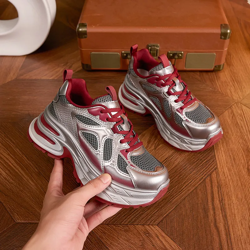 Milan Love Song Wear Resistant Lightweight Height Increasing Low Top Chunky Sneakers Women's-8