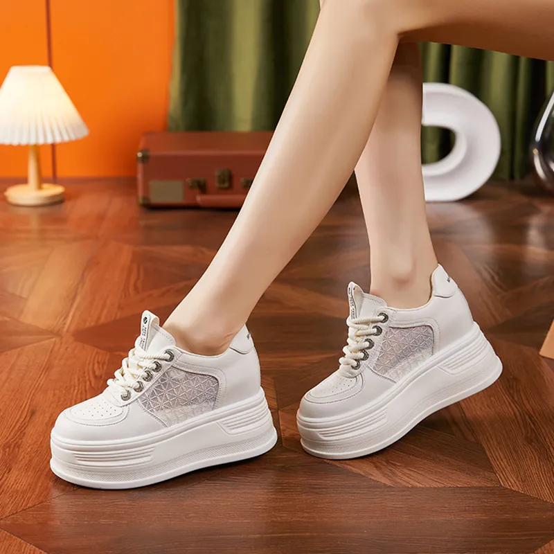 Milan Love Song Cushioned Height Increase Wear-Resistant Breathable Low-Top Chunky Sneakers Women's-4
