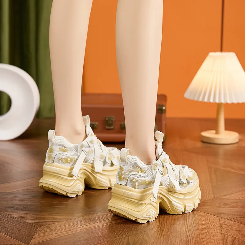 Milan Love Song Wear Resistant Lightweight Height Increasing Low Top Chunky Sneakers Women's-5