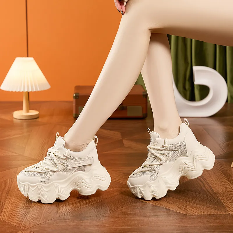 Milan Love Song Cushioned Wear Resistant Height Increasing Low Top Chunky Sneakers Women's-17