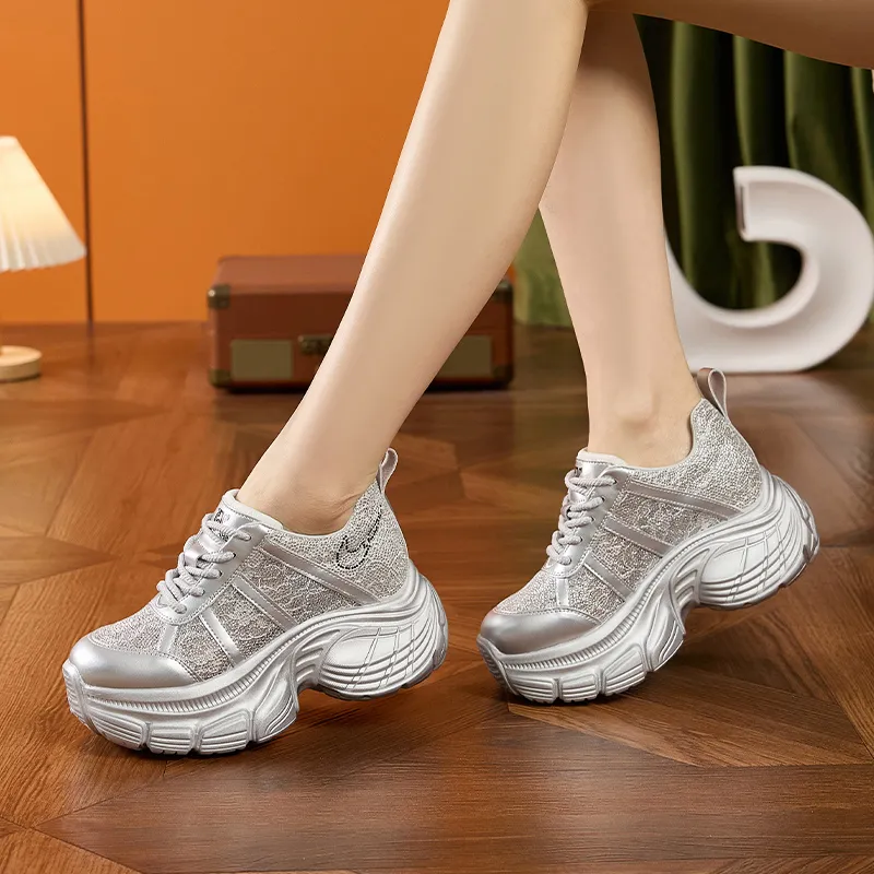 Milan Love Song Moisture Wicking Lightweight Low Top 8cm Chunky Sneakers Women's-18