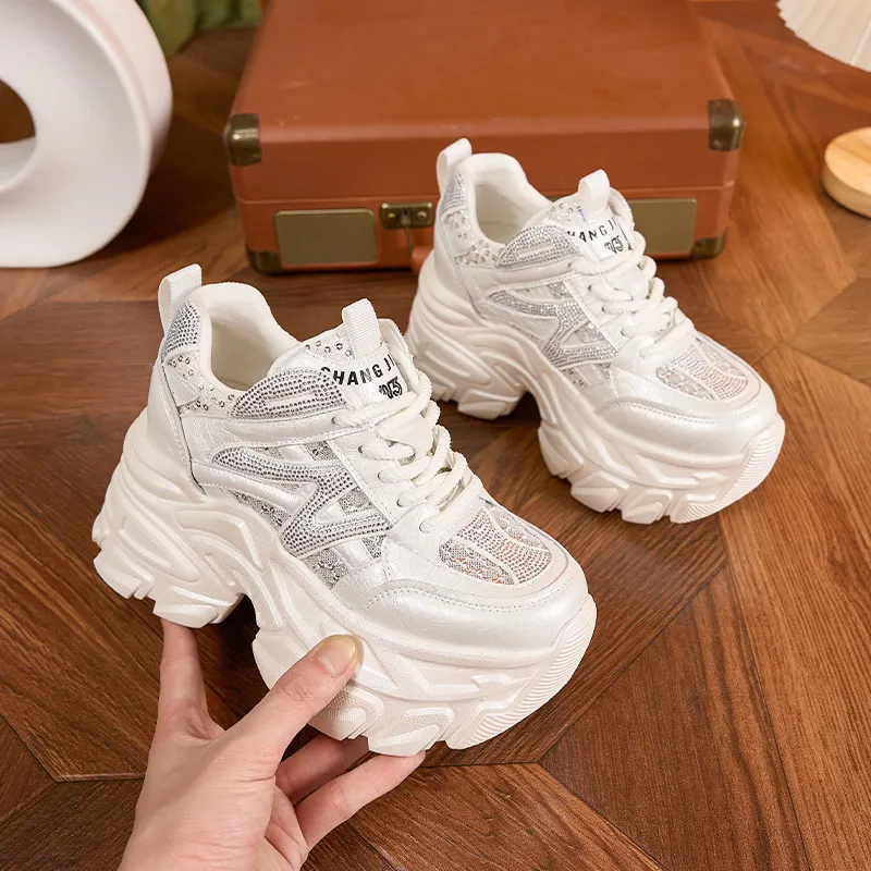Milan Love Song Breathable Lightweight Height Increasing Low Top Chunky Sneakers Women's-9