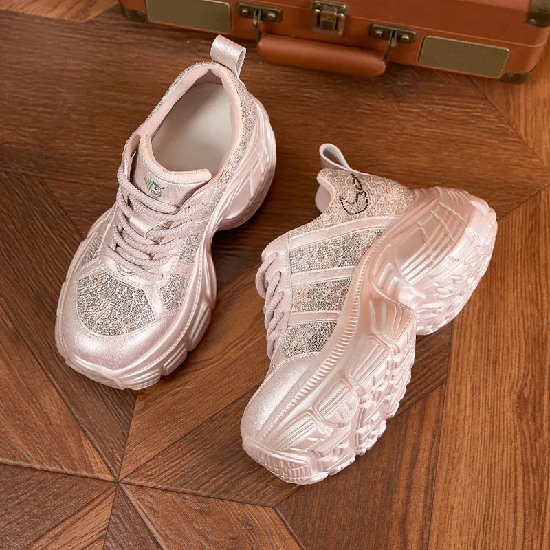 Milan Love Song Moisture Wicking Lightweight Low Top 8cm Chunky Sneakers Women's-11