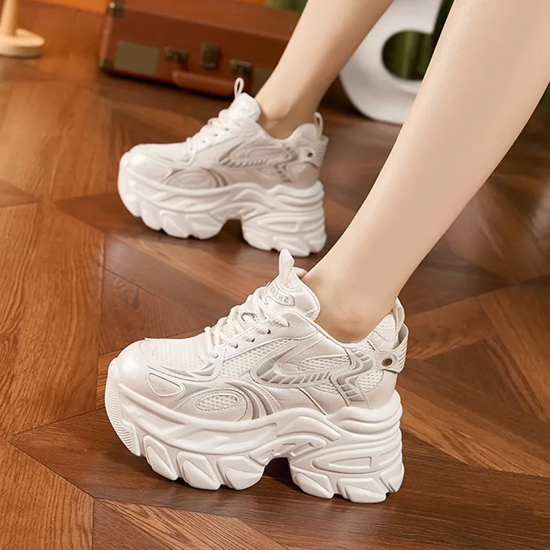 Milan Love Song Cushioned Wear Resistant Height Increasing Low Top Chunky Sneakers Women's-1