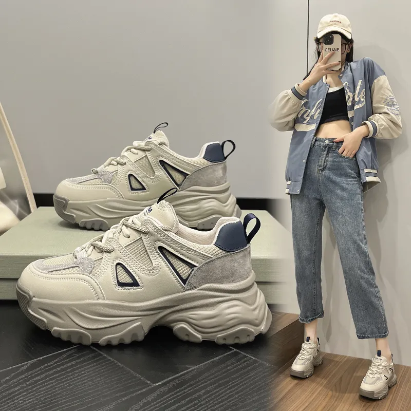 Milan Love Song Cushioning Height Increasing Wear Resistant Low Top Chunky Sneakers 6cm Women's-9