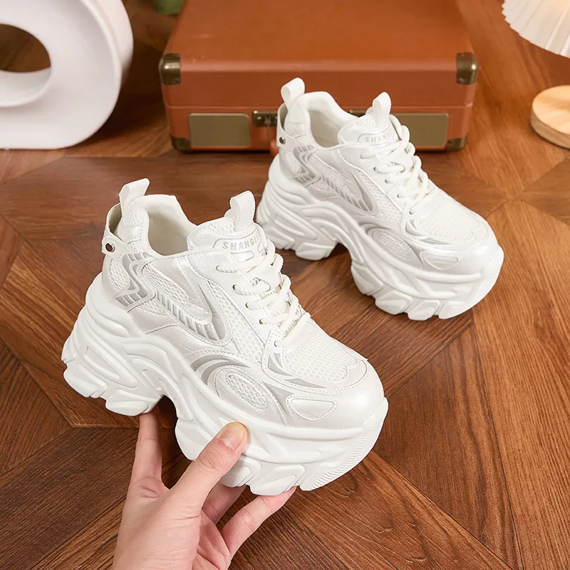 Milan Love Song Cushioned Wear Resistant Height Increasing Low Top Chunky Sneakers Women's-3