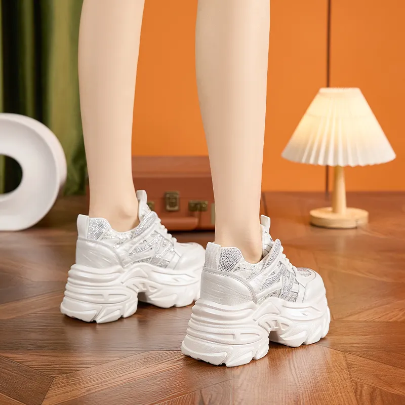 Milan Love Song Breathable Lightweight Height Increasing Low Top Chunky Sneakers Women's-12