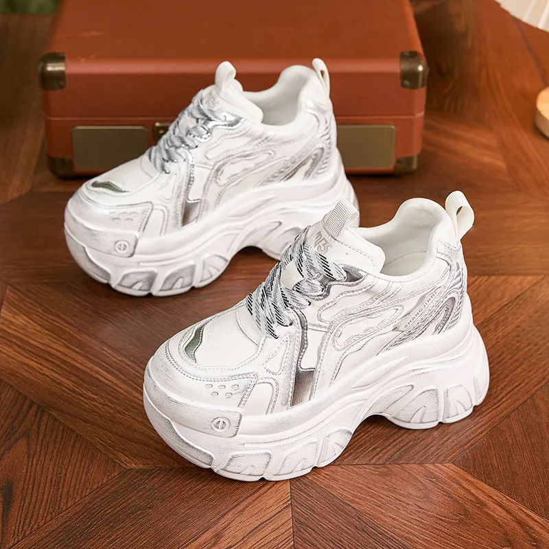 Milan Love Song Cushioned Wear Resistant Height Increasing Low Top Chunky Sneakers Women's-8