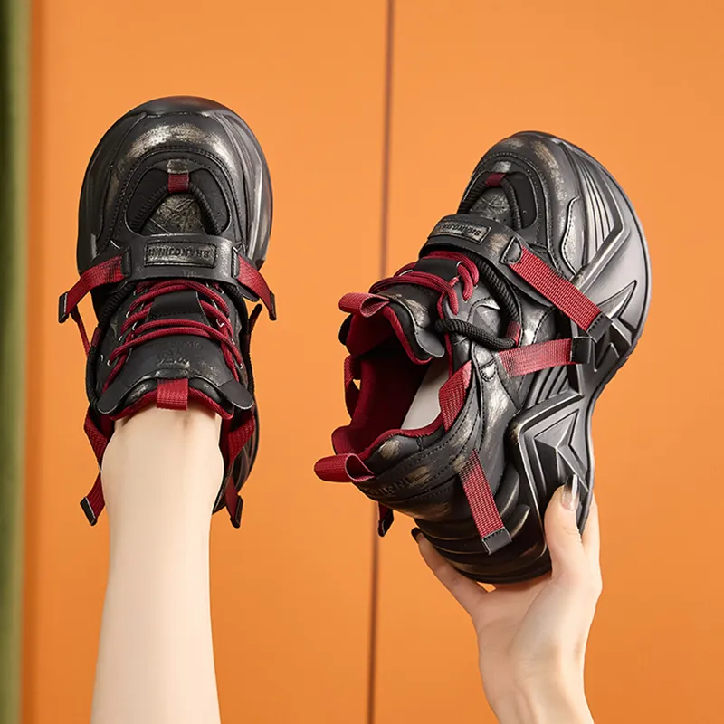 Milan Love Song Cushioned Wear Resistant Height Increasing Low Top Chunky Sneakers Women's-8
