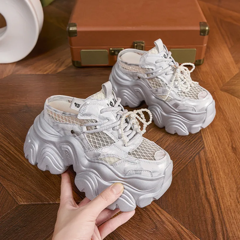 Milan Love Song Rubber Sole Rhinestone Stitching Abrasion Resistant Slip Resistant Wrap toe Slippers Women's White-9