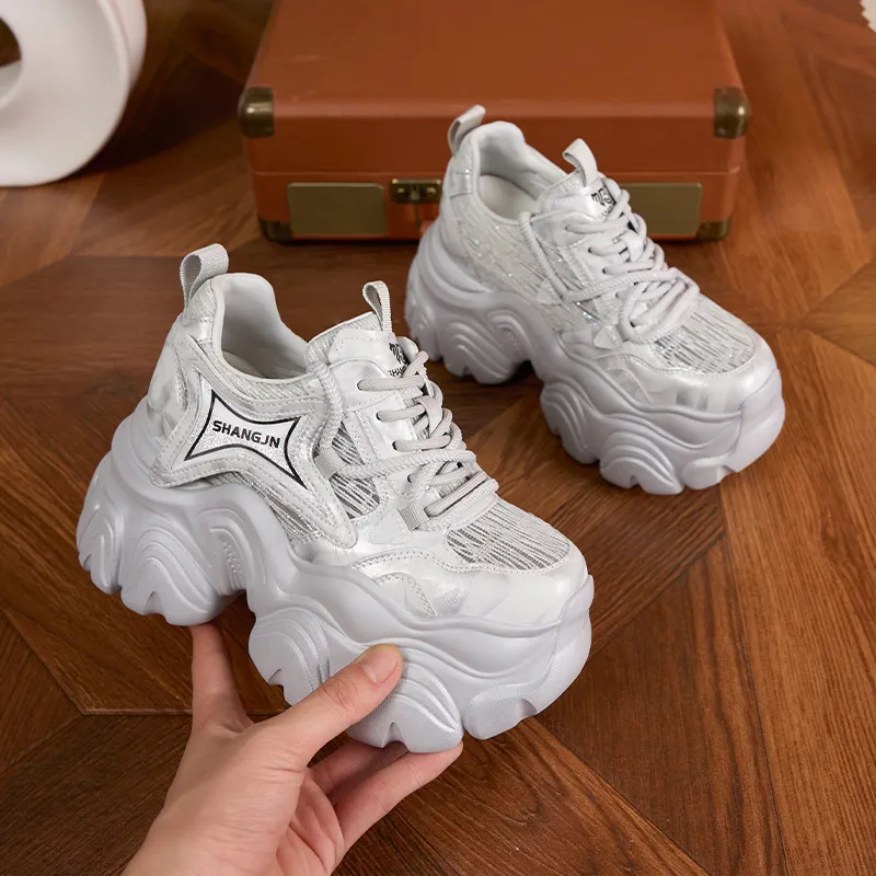 Milan Love Song Breathable Lightweight Height Increasing Low Top Chunky Sneakers Women's-17