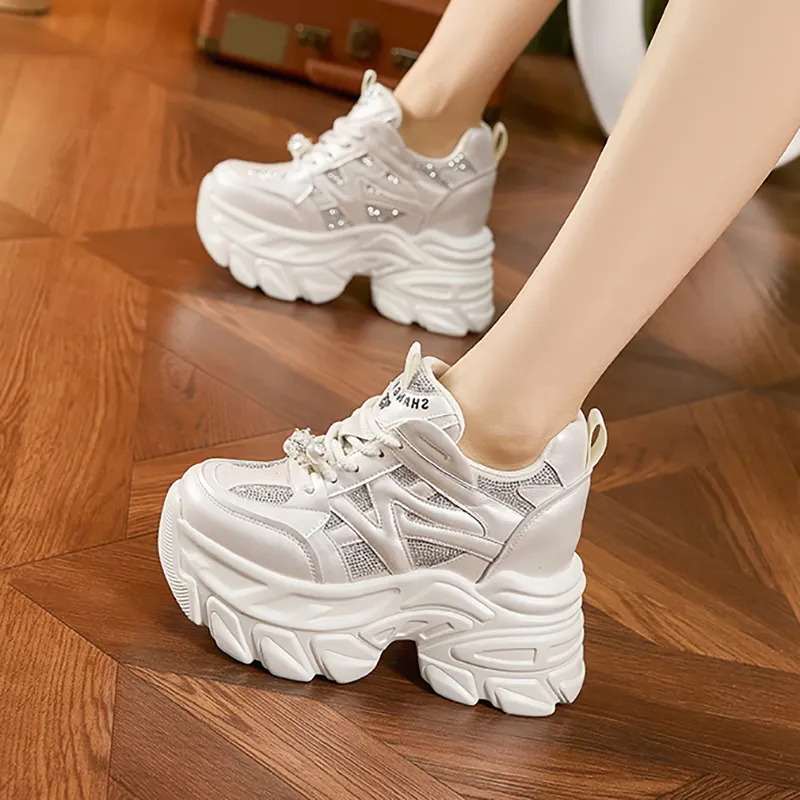 Milan Love Song Wear Resistant Lightweight Height Increasing Low Top Chunky Sneakers Women's-2