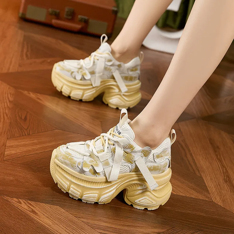 Milan Love Song Wear Resistant Lightweight Height Increasing Low Top Chunky Sneakers Women's-6
