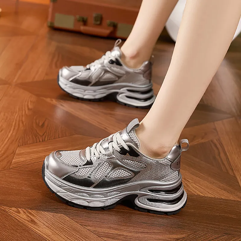 Milan Love Song Wear Resistant Lightweight Height Increasing Low Top Chunky Sneakers Women's-12