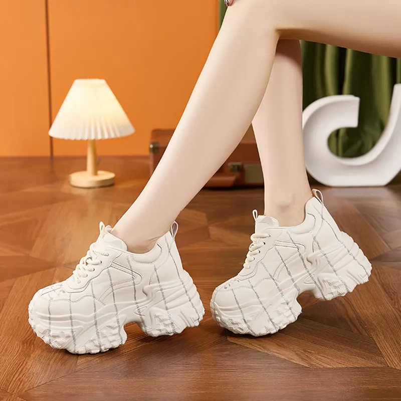Milan Love Song Wear Resistant Lightweight Height Increasing Low Top Chunky Sneakers Women's-11
