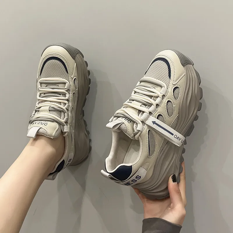 Milan Love Song Cushioning Height Increasing Slip-Resistant Low-Top Chunky Sneakers 7cm Women's-6