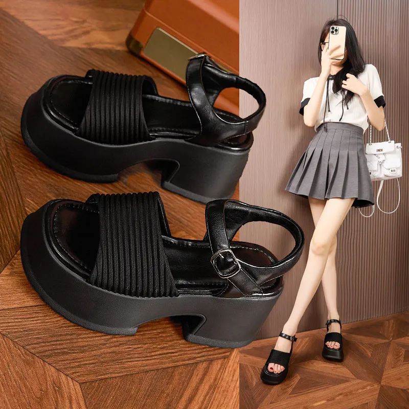 Milan Love Song Roman Sandals 8.5 Cm Women's Black-1