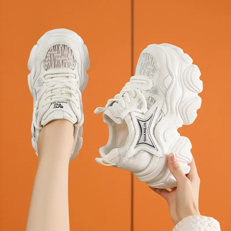 Milan Love Song Breathable Lightweight Height Increasing Low Top Chunky Sneakers Women's-4
