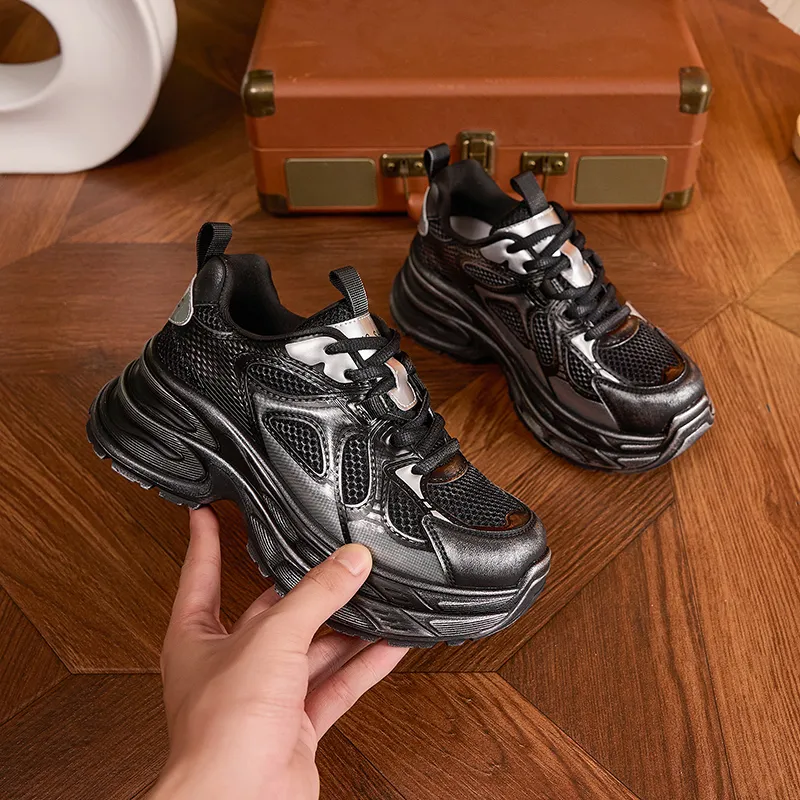 Milan Love Song Wear Resistant Lightweight Height Increasing Low Top Chunky Sneakers Women's-3