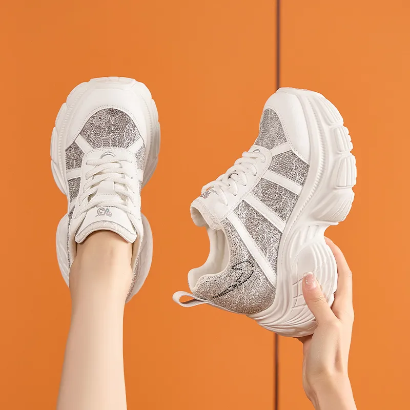 Milan Love Song Moisture Wicking Lightweight Low Top 8cm Chunky Sneakers Women's-6