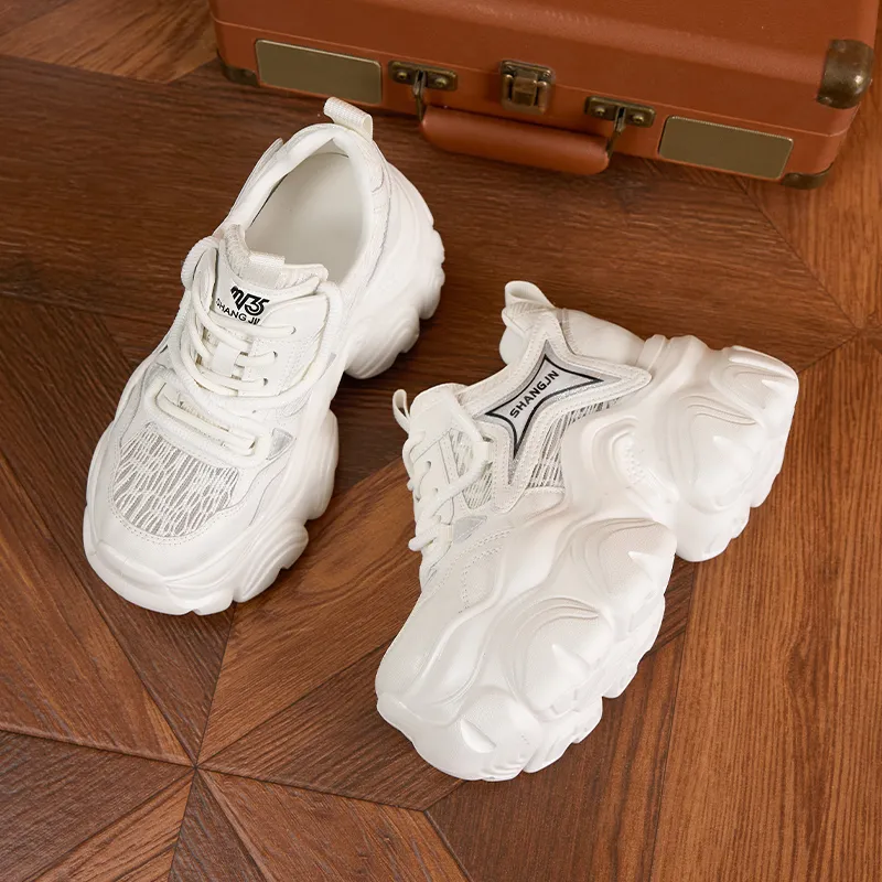 Milan Love Song Breathable Lightweight Height Increasing Low Top Chunky Sneakers Women's-2