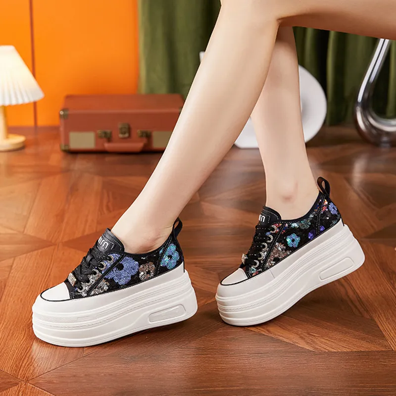Milan Love Song Height Increasing Lightweight Water-Resistant Slip-Resistant Low-Top Skateboard Shoes Women's-12