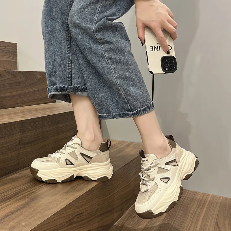 Milan Love Song Cushioning Height Increasing Wear Resistant Low Top Chunky Sneakers 6cm Women's-2
