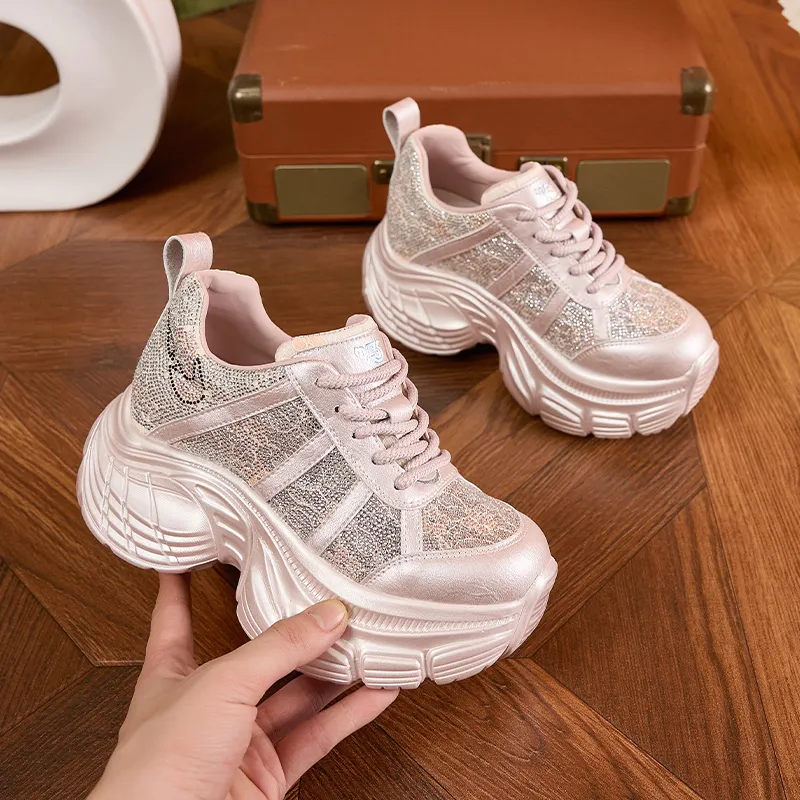 Milan Love Song Moisture Wicking Lightweight Low Top 8cm Chunky Sneakers Women's-8