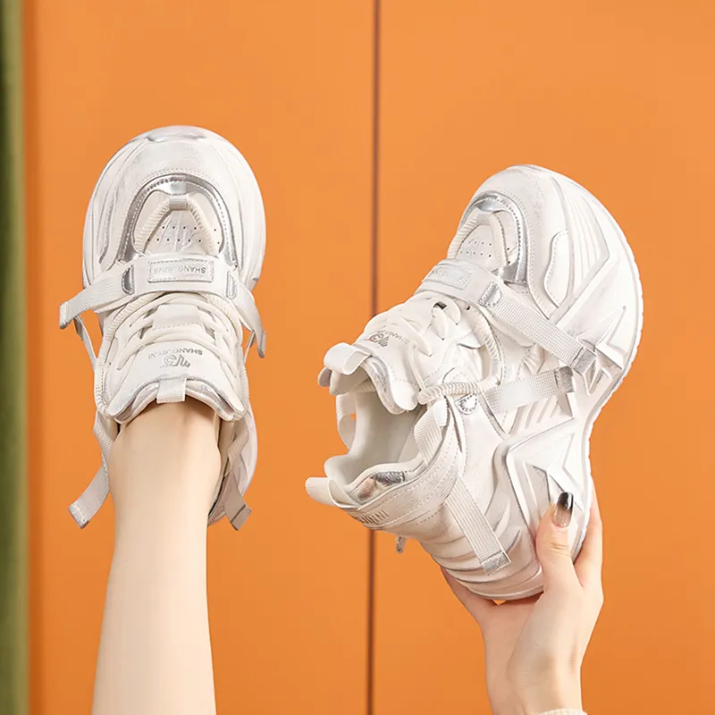 Milan Love Song Cushioned Wear Resistant Height Increasing Low Top Chunky Sneakers Women's-5