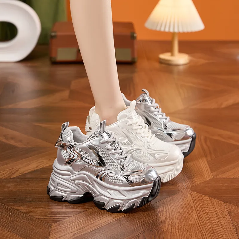 Milan Love Song Cushioned Wear Resistant Height Increasing Low Top Chunky Sneakers Women's-8